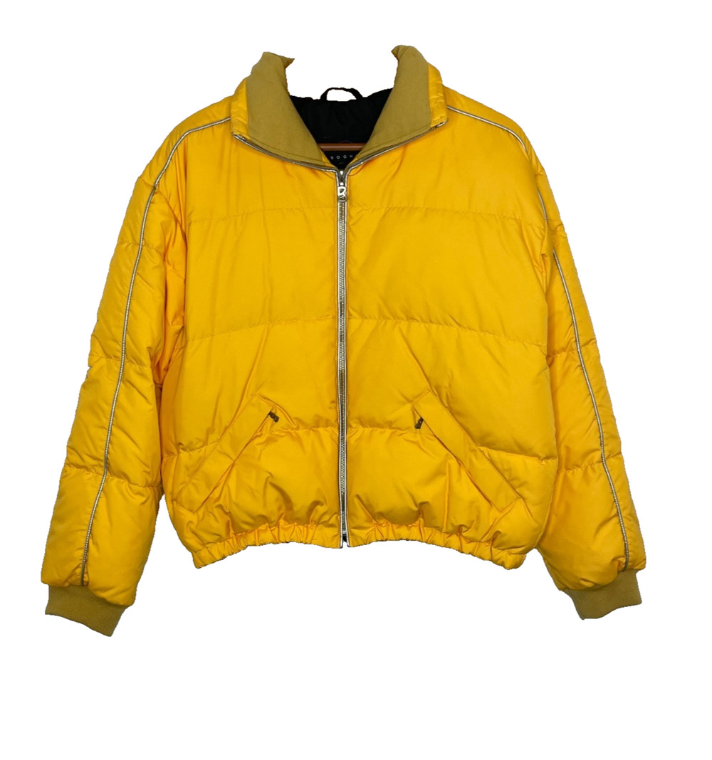 Women's 6 Vtg Bogner Yellow Cropped Down Puffer Ski Jacket